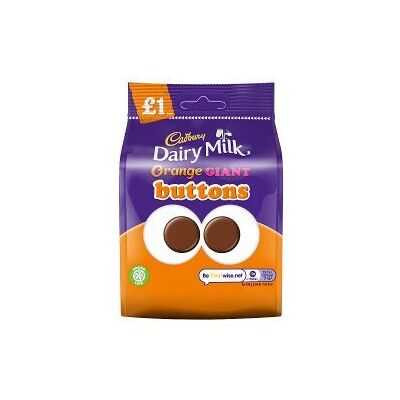 Cadbury Dairy Milk Orange Giant Buttons Chocolate Bag 95g (Pack of 10) Cadbury Dairy Milk Orange Giant Buttons Chocolate Bag 95g (Pack of 10)