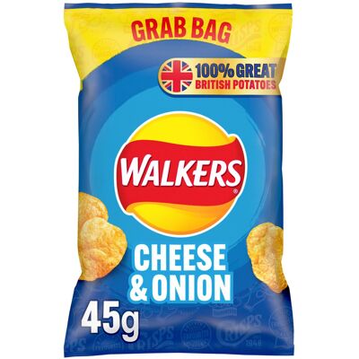 Walkers Cheese & Onion Crisps Grab Bags - 32x45g Walkers Cheese & Onion Crisps Grab Bags - 32x45g