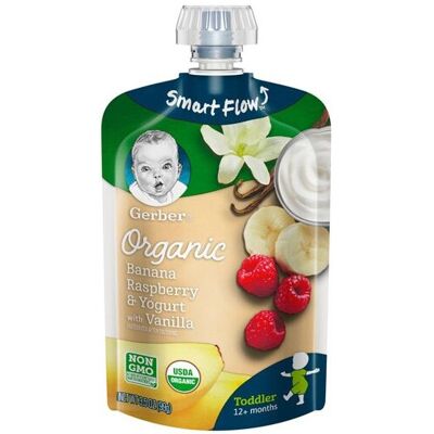 Gerber Organic Toddler Baby Food Pouch Banana Raspberry & Yogurt with Vanilla -- Gerber Organic Toddler Baby Food Pouch Banana Raspberry & Yogurt with Vanilla --
