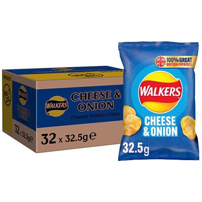 Walkers Cheese & Onion Crisps 32.5g (Pack of 32) Walkers Cheese & Onion Crisps 32.5g (Pack of 32)