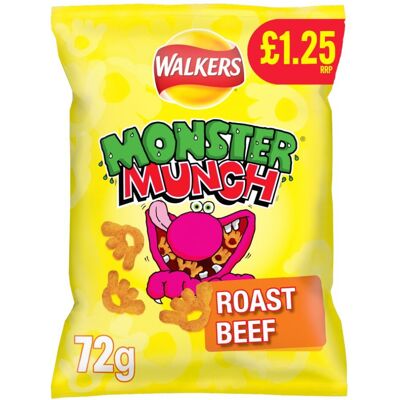 Walkers Monster Munch Roast Beef Snacks Crisps 72g (Pack of 15) Walkers Monster Munch Roast Beef Snacks Crisps 72g (Pack of 15)