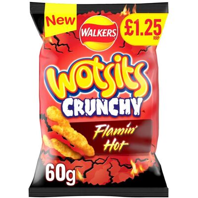 Walkers Wotsits Crunchy Flamin' Hot Snacks Crisps 60g (Pack of 15) Walkers Wotsits Crunchy Flamin' Hot Snacks Crisps 60g (Pack of 15)