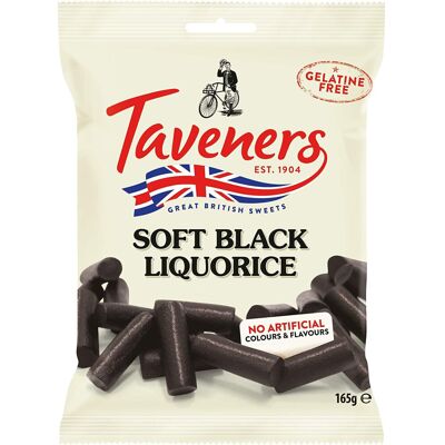 Taveners Soft Eating Black Liquorice 165g Vegetarian Taveners Soft Eating Black Liquorice 165g Vegetarian