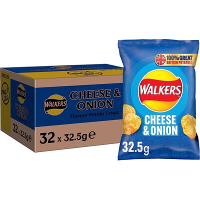Walkers Cheese and Onion Crisps, 32.5g (Case of 32) Walkers Cheese and Onion Crisps, 32.5g (Case of 32)