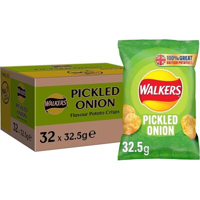 Walkers Crisps Pickled Onion Crisps Box, 32.5 g (Case of 32) Walkers Crisps Pickled Onion Crisps Box, 32.5 g (Case of 32)