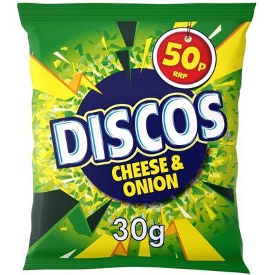 Discos Cheese & Onion Crisps 30g ( pack of 30 ) Discos Cheese & Onion Crisps 30g ( pack of 30 )