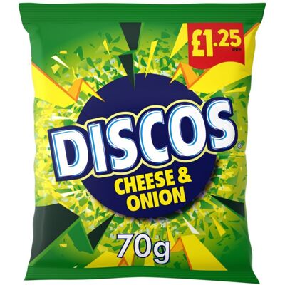 Discos Cheese & Onion Crisps 70g ( pack of 16 ) Discos Cheese & Onion Crisps 70g ( pack of 16 )