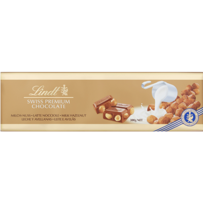 LINDT Milk & Hazelnut Gold Bar 300g (Pack of 10) LINDT Milk & Hazelnut Gold Bar 300g (Pack of 10)