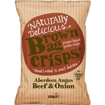 BROWN - BROWN LEATHER BROWN BAG CRISPS Aberdeen Angus Beef & Onion 150g (Pack of 10) BROWN - BROWN LEATHER BROWN BAG CRISPS Aberdeen Angus Beef & Onion 150g (Pack of 10)