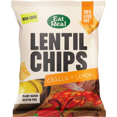 Eat Wholesome Food Co.Eat Wholesome Food Co. EAT REAL Lentil Chips - Chilli & Lemon 40g (Pack of 18) Eat Wholesome Food Co.Eat Wholesome Food Co. EAT REAL Lentil Chips - Chilli & Lemon 40g (Pack of 18)