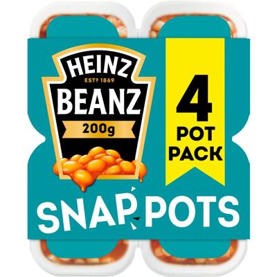 Heinz Baked Beanz Snap Pots, 200 g (Pack of 4) Heinz Baked Beanz Snap Pots, 200 g (Pack of 4)