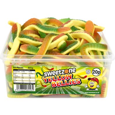 Sweetzone (Yellow Bellies 800g TUB - 1H055) Halal Sweets Cola Bottles, Sour Suckers, Twin Sweetzone (Yellow Bellies 800g TUB - 1H055) Halal Sweets Cola Bottles, Sour Suckers, Twin