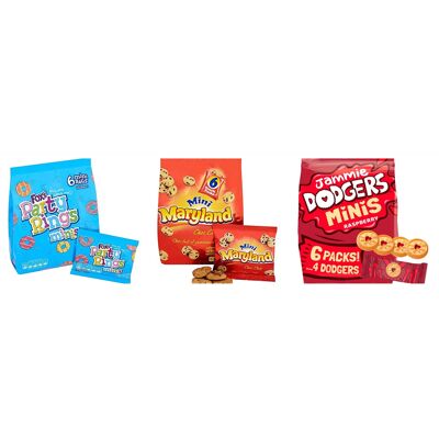 Kingdom Snacks Mini Biscuits Party Selection Pack. Jammie Dodgers, Party Rings, Maryland Choc C Kingdom Snacks Mini Biscuits Party Selection Pack. Jammie Dodgers, Party Rings, Maryland Choc C