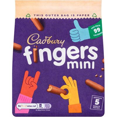 (Pack Of 6) Cadbury Chocolate Mini Fingers Biscuits 5x19.3g (Pack Of 6) Cadbury Chocolate Mini Fingers Biscuits 5x19.3g