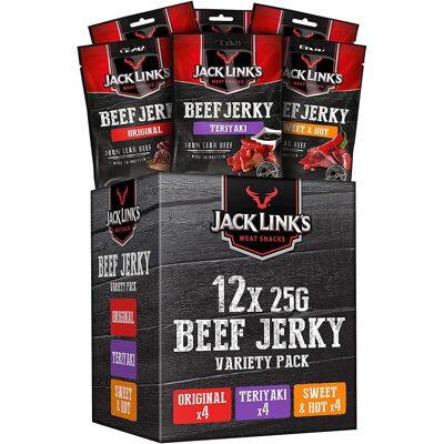 Jack Link's Protein Snacks Beef Jerky Mixed 25g - Pack of 12 Jack Link's Protein Snacks Beef Jerky Mixed 25g - Pack of 12