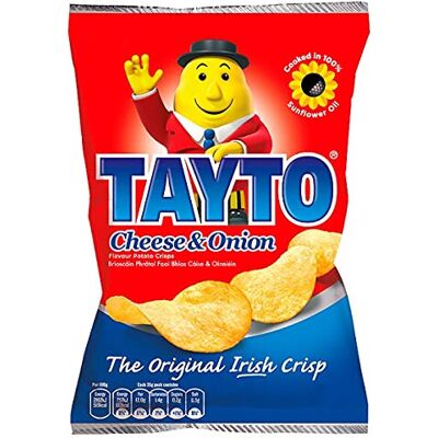 Tayto Cheese And Onion Crisps - 25 x 25gm Packets (Vegetarian) Ireland 5.0111E+1 Tayto Cheese And Onion Crisps - 25 x 25gm Packets (Vegetarian) Ireland 5.0111E+1