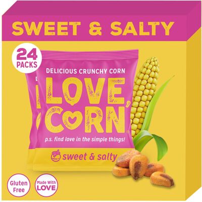 LOVE CORN Sweet & Salty Crunchy Corn Snack 20g x 24 Bags ? Healthy Snacks Ideal LOVE CORN Sweet & Salty Crunchy Corn Snack 20g x 24 Bags ? Healthy Snacks Ideal