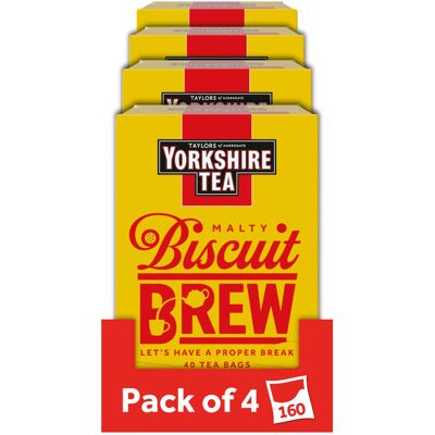 Yorkshire Tea Biscuit Brew Flavoured Tea Bags, 4 Boxes of 40 Tea Bags (Total 160 Yorkshire Tea Biscuit Brew Flavoured Tea Bags, 4 Boxes of 40 Tea Bags (Total 160