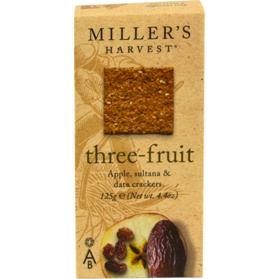 Border Artisan Biscuits Miller's Harvest Three Fruit 125G Border Artisan Biscuits Miller's Harvest Three Fruit 125G