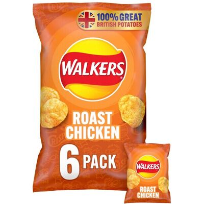 Walkers Roast Chicken Crisps 25g x 6 per pack - Pack of 2 Walkers Roast Chicken Crisps 25g x 6 per pack - Pack of 2