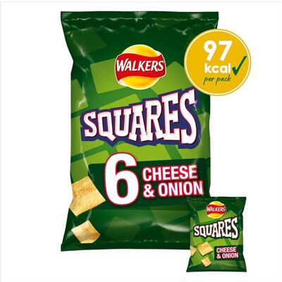 Walkers Squares - Cheese & Onion (6x25g) - Pack of 6 Walkers Squares - Cheese & Onion (6x25g) - Pack of 6