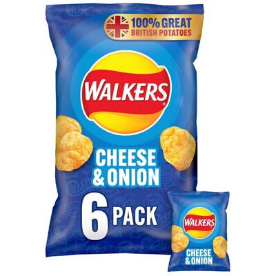 Walkers Cheese & Onion Crisps 25g x 6 per pack - Pack of 6 Walkers Cheese & Onion Crisps 25g x 6 per pack - Pack of 6