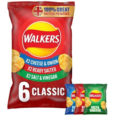 Walkers Variety Pack Crisps 25g x 6 per pack - Pack of 6 Walkers Variety Pack Crisps 25g x 6 per pack - Pack of 6