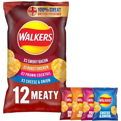 Walkers Meaty Variety Crisps 25g x 24 per pack - Pack of 6 Walkers Meaty Variety Crisps 25g x 24 per pack - Pack of 6
