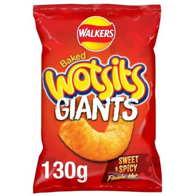 Walkers Wotsits Giants Sweet & Spicy Snacks Crisps 130g Walkers Wotsits Giants Sweet & Spicy Snacks Crisps 130g