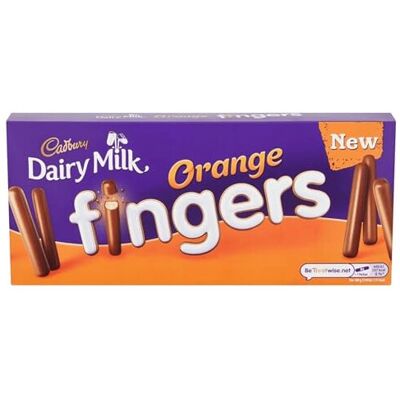 Cadbury Dairy Milk Orange Fingers, Crunchy Biscuits Coated in Orange Flavoured M Cadbury Dairy Milk Orange Fingers, Crunchy Biscuits Coated in Orange Flavoured M