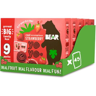 BEAR Strawberry Yoyos - Dried Fruit Rolls - Healthy - Vegan - 20g (45 packs) BEAR Strawberry Yoyos - Dried Fruit Rolls - Healthy - Vegan - 20g (45 packs)