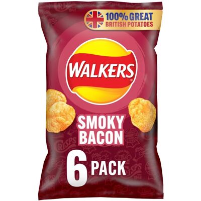 Walkers Smoky Bacon Multipack Crisps 6x25g Walkers Smoky Bacon Multipack Crisps 6x25g
