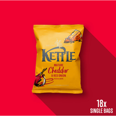 kettle chips KETTLE® Chips Mature Cheddar & Red Onion 40g Pack of 18 kettle chips KETTLE® Chips Mature Cheddar & Red Onion 40g Pack of 18
