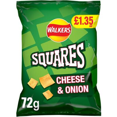 Walkers Squares Cheese and Onion Crisps 72g (Pack of 18) Walkers Squares Cheese and Onion Crisps 72g (Pack of 18)