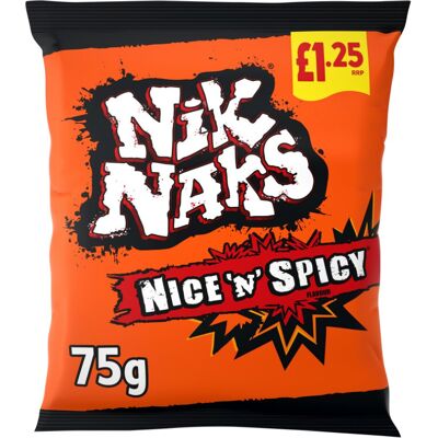 KidzBuzz Nik Naks Nice 'N' Spicy Crisps 75g (Pack of 6) Tasty Treat KidzBuzz Nik Naks Nice 'N' Spicy Crisps 75g (Pack of 6) Tasty Treat