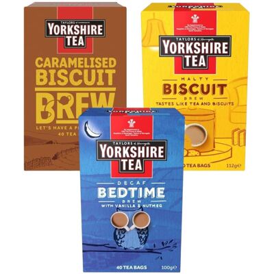 Yorkshire Tea Variety Pack x40 Tea Bags - Malty Biscuit, Decaf Bedtime, Carameli Yorkshire Tea Variety Pack x40 Tea Bags - Malty Biscuit, Decaf Bedtime, Carameli