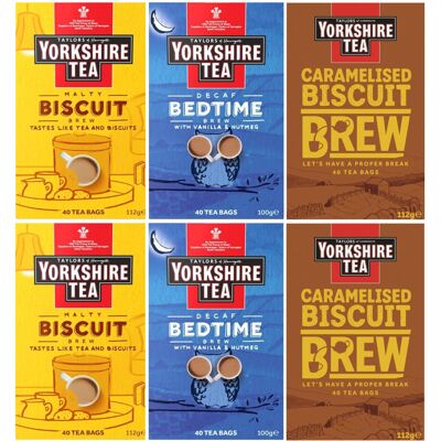 Yorkshire Tea Variety Pack x40 Tea Bags - Malty Biscuit Brew, Decaf Bedtime Brew Yorkshire Tea Variety Pack x40 Tea Bags - Malty Biscuit Brew, Decaf Bedtime Brew