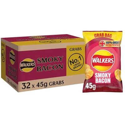 Walkers Crisps Smoky Bacon 32X45G Walkers Crisps Smoky Bacon 32X45G
