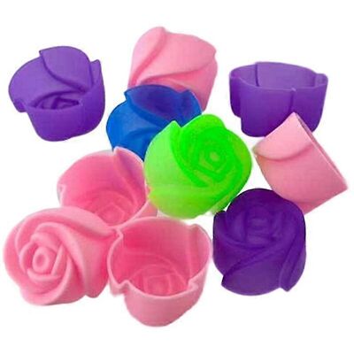 Unbranded 10 Pcs Silicone Rose Shaped Muffin, Cookie and Cupcake Molds for Chocolate Bakin Unbranded 10 Pcs Silicone Rose Shaped Muffin, Cookie and Cupcake Molds for Chocolate Bakin
