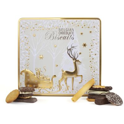 The Silver Crane co. Belgian Biscuits Tin Christmas Biscuit Tins Gift Set with Belgian Chocolat The Silver Crane co. Belgian Biscuits Tin Christmas Biscuit Tins Gift Set with Belgian Chocolat