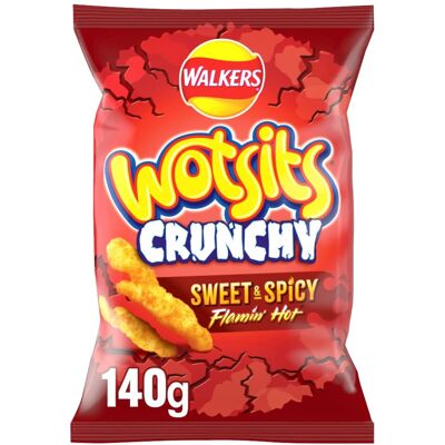 Walkers Wotsits Crunchy Sweet Spicy Sharing Snacks Crisps 140g Walkers Wotsits Crunchy Sweet Spicy Sharing Snacks Crisps 140g