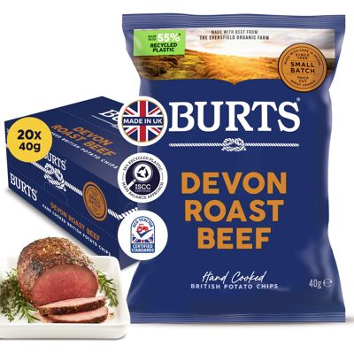 Burts Devon Roast Beef Hand Cooked Chips – 20 x 40 g Multipack – Gluten Fre Burts Devon Roast Beef Hand Cooked Chips – 20 x 40 g Multipack – Gluten Fre