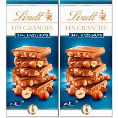 Lindt Les Grandes Milk Chocolate Hazelnut Bar 150g Pack of 2 Lindt Les Grandes Milk Chocolate Hazelnut Bar 150g Pack of 2