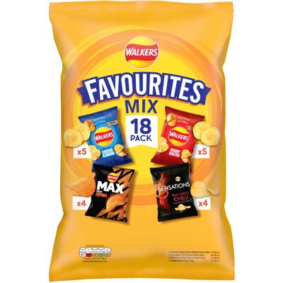Walkers Favourites Mix Multipack Snacks Crisps 18 Walkers Favourites Mix Multipack Snacks Crisps 18
