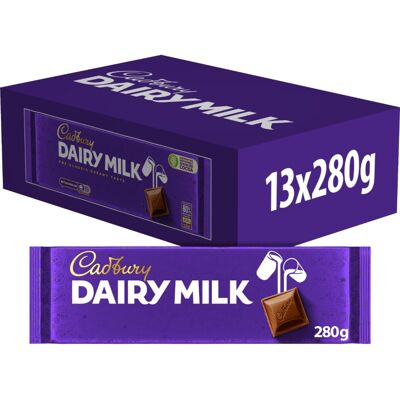 Cadbury Dairy Milk Chocolate Bar, Bulk Buy, 280 g (Pack of 13 Bars) Cadbury Dairy Milk Chocolate Bar, Bulk Buy, 280 g (Pack of 13 Bars)