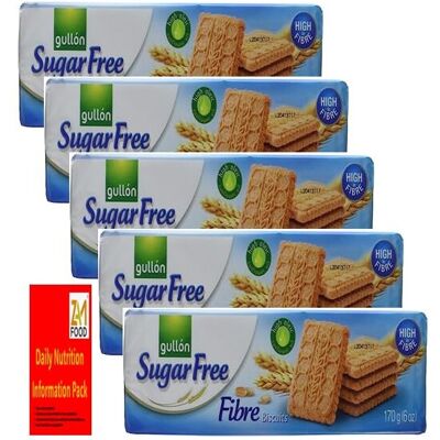 Zamfoods Gullon Sugar Free Fibres Biscuits 170g each (Pack of 5) Perfect for gifting & Av Zamfoods Gullon Sugar Free Fibres Biscuits 170g each (Pack of 5) Perfect for gifting & Av