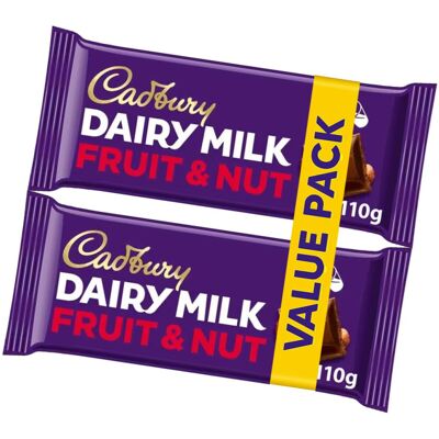 Cadbury Dairy Milk Fruit & Nut 220g - Creamy Milk Chocolate with Raisins & Almon Cadbury Dairy Milk Fruit & Nut 220g - Creamy Milk Chocolate with Raisins & Almon