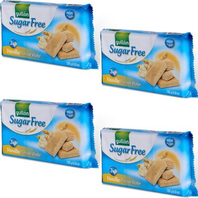 Gullon, S.A. 4 x 180g Vanilla Flavour Wafer Cookies Biscuits Sugar Free Gullon, S.A. 4 x 180g Vanilla Flavour Wafer Cookies Biscuits Sugar Free