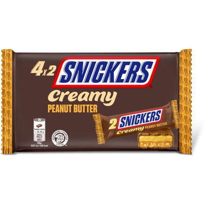 Snickers Creamy Peanut Butter Milk Chocolate Snack Bars Multipack 146g 4 P Snickers Creamy Peanut Butter Milk Chocolate Snack Bars Multipack 146g 4 P