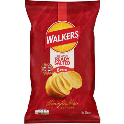 Walkers Ready Salted Multipack Crisps 6x25g Walkers Ready Salted Multipack Crisps 6x25g